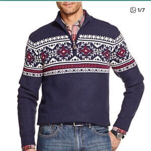 Izod Fair Isle Half Zip Sweater NWT size Small